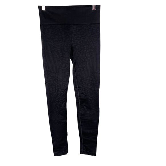 Varley Small S Black Seamless High Rise Quincy Leopard Leggings Jacquard Animal - Picture 1 of 12
